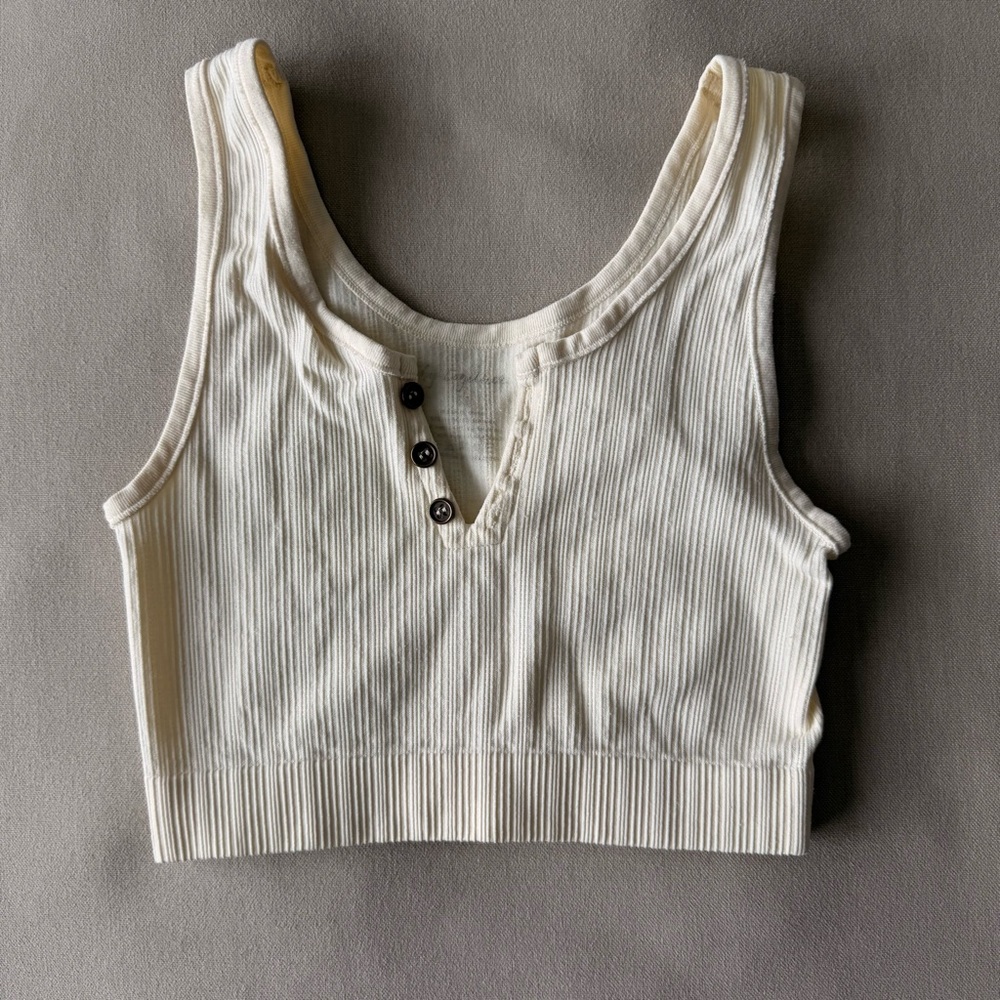 Ribbed Henley Crop Top
